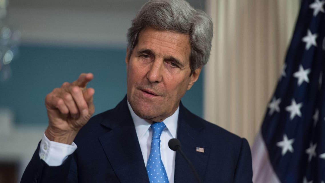 US Secretary of State John Kerry speaks to the press at the State Department in Washington, DC on April 8, 2015. (AFP)