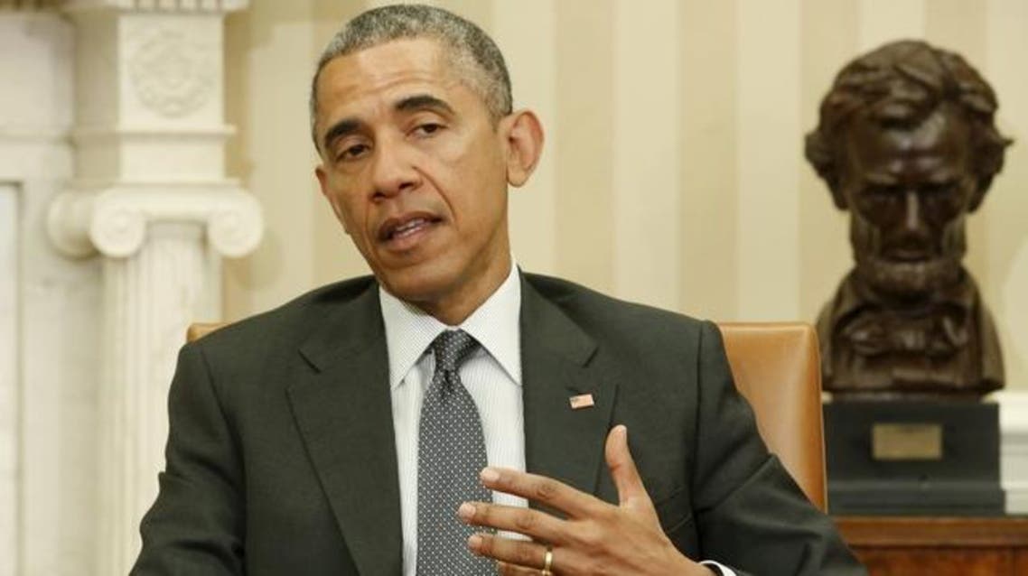 U.S. President Barack Obama delivers remarks to reporters after his bilateral meeting with Iraq's Prime Minister Haider Al-Abadi in the Oval Office at the White House in Washington April 14, 2015. (Reuters)