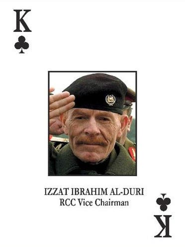 The most wanted Iraqi fugitive, former Saddam deputy Izzat Ibrahim al-Douri , is pictured on the deck of cards put out by the U.S. military to help capture most wanted officials of Saddam Hussein's regime (AP)