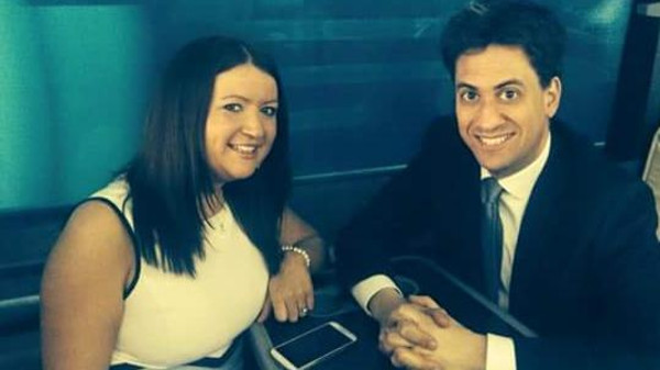 British Labor leader Ed Miliband mobbed by hen party