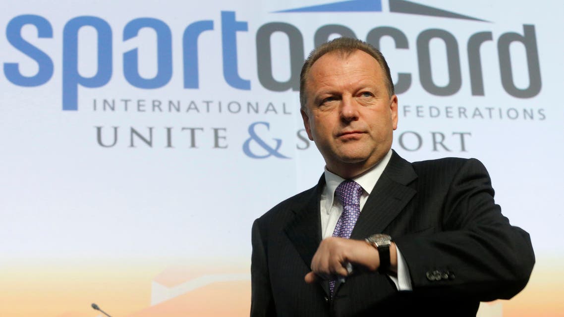 Marius Vizer, president of the International Judo Federation, (IJF) attends the SportAccord International Convention in St. Petersburg, Russia. AP