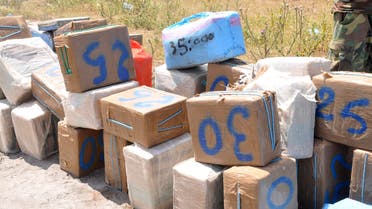 This photo provided Tuesday, May, 14, 2013 shows cannabis blocks before they were burnt outside Casablanca, Morocco. (File Photo: AP)