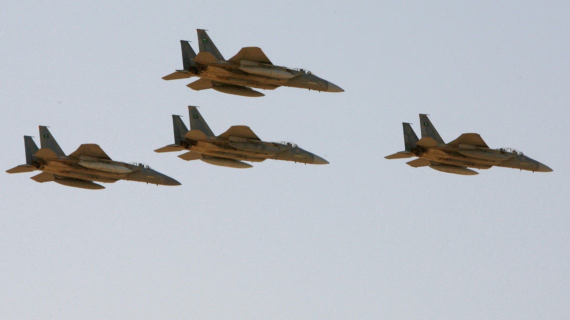 In this Sunday, Jan. 25, 2009 file photo, F-15 warplanes of the Saudi Air Force fly over the Saudi Arabian capital Riyadh during a graduation ceremony at King Faisal Air Force University. The Obama administration is expected to notify Congress on Wednesday, Oct. 20, 2010 of a multibillion-dollar sale of fighter jets and military helicopters to Saudi Arabia, including as many as 84 new F-15 fighter jets and three types of helicopters, officials said Tuesday, Oct. 19, 2010. (AP Photo/Hassan Ammar, File)