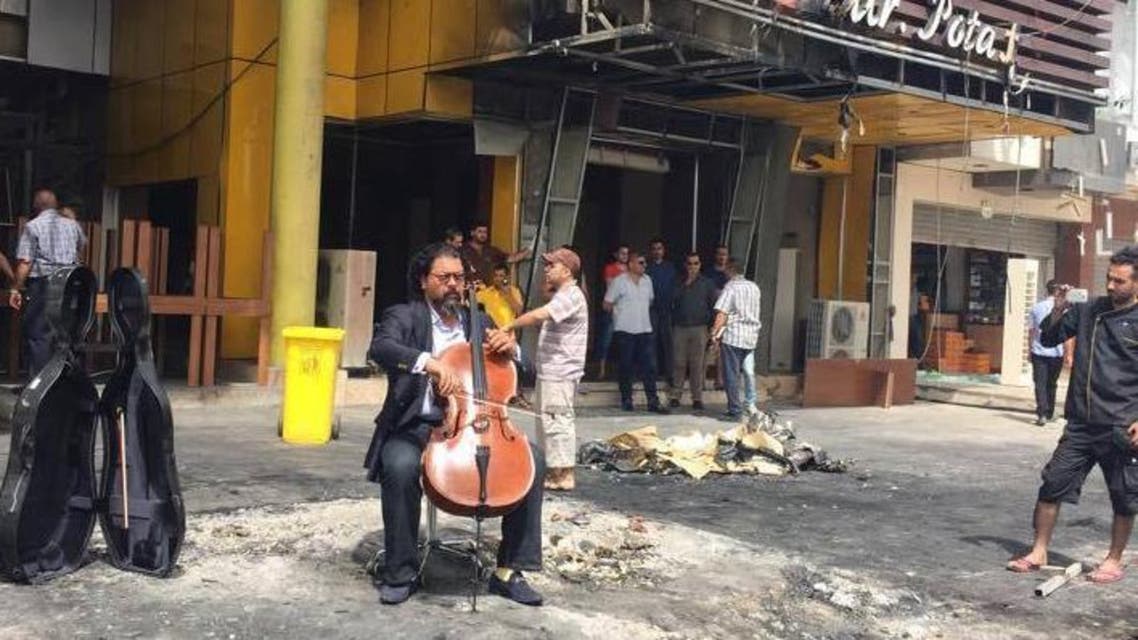Iraqi maestro Karim Wasfi plays his cello