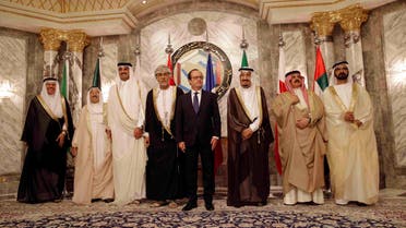 French President Francois Hollande poses for a family photo before the opening of the Gulf cooperation council summit in Riyadh, Saudi Arabia Reuters 