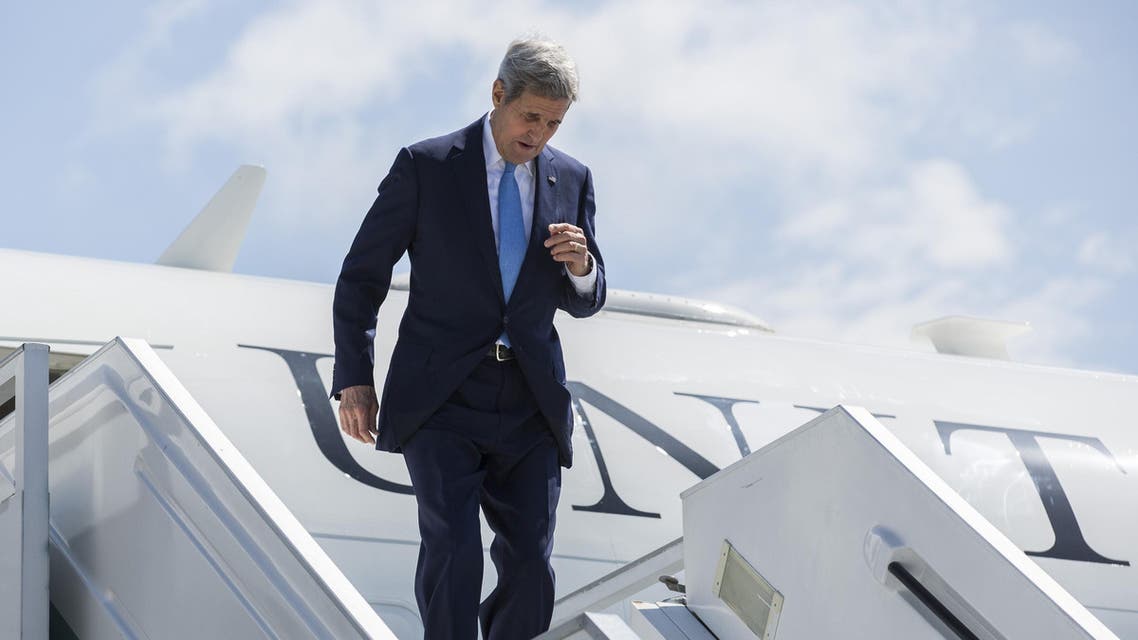 US State Secretary John Kerry arrives in Sochi on May 12, 2015. AFP