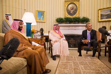 President Barack Obama meets with Saudi Arabia's Crown Prince Mohammed bin Nayef, center, and Deputy Crown Prince Mohammed bin Salman, Wednesday, May 13, 2015, in the Oval Office of the White House in Washington. AP