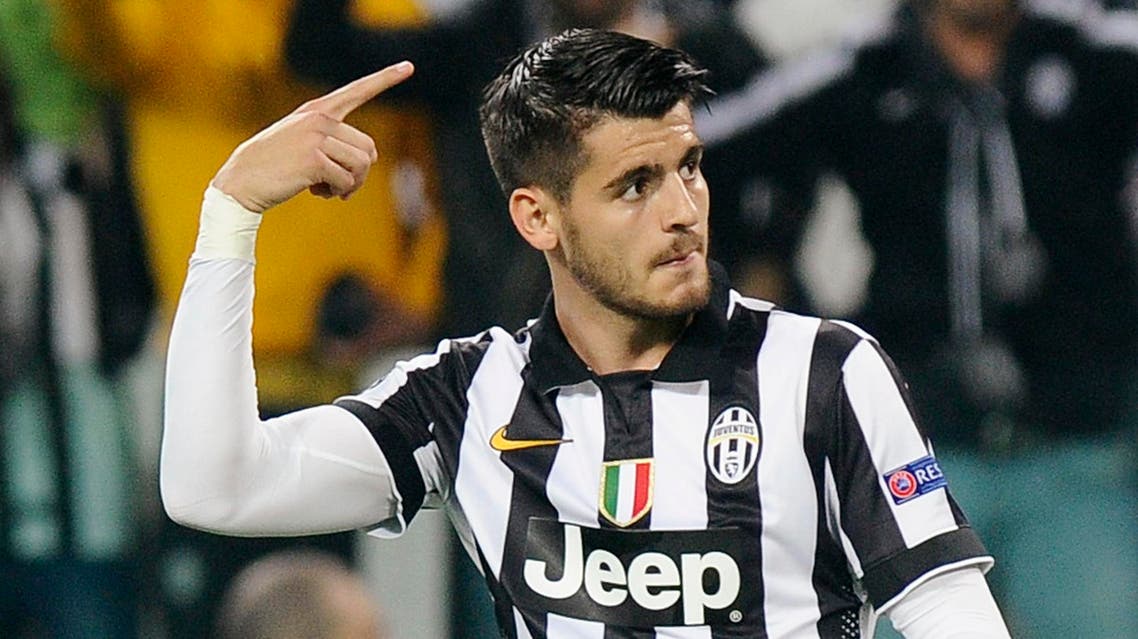 Football: Juventus' Alvaro Morata celebrates scoring their first goal