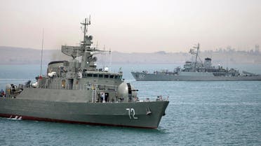 In this picture taken on Tuesday, April 7, 2015, and released by the semi-official Fars News Agency, Iranian warship Alborz, foreground, prepares before leaving Iran's waters. (File Photo:AP)