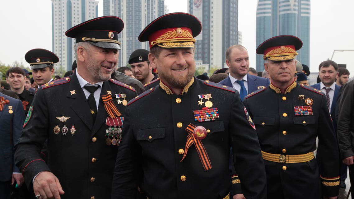 Chechen regional leader Ramzan Kadyrov, center, wearing a Russian military uniform, attends celebrations marking the 70th anniversary of the victory over Nazi Germany, in Chechnya's provincial capital Grozny, Russia. (File: AP)