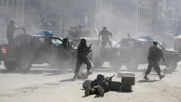 Afghan security forces run for the site of Afghan Justice Ministry following an attack in Kabul. (File: AP)