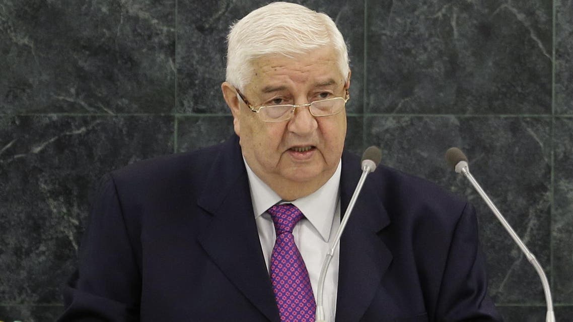 Syrian Deputy Prime Minister Walid al-Moualem speaks during the 68th session of the General Assembly at United Nations headquarters, Monday, Sept. 30, 2013. (AP Photo/Seth Wenig)