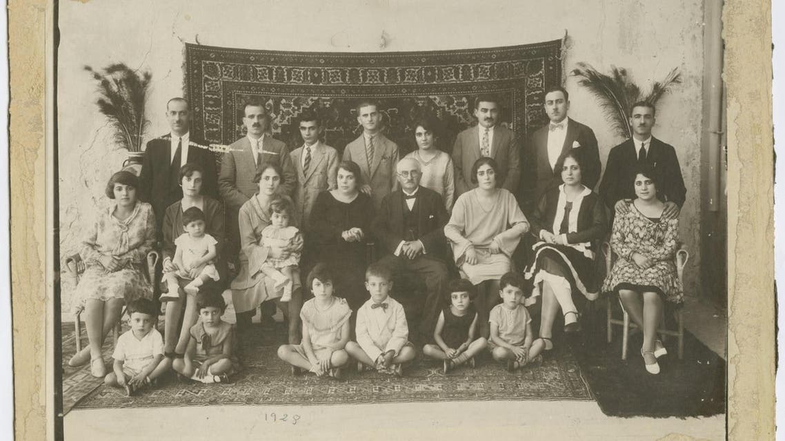 The annual photo of the Spridon Sarouf family. Jaffa, 1928. From the family album of Abla & Alfred Tubasi