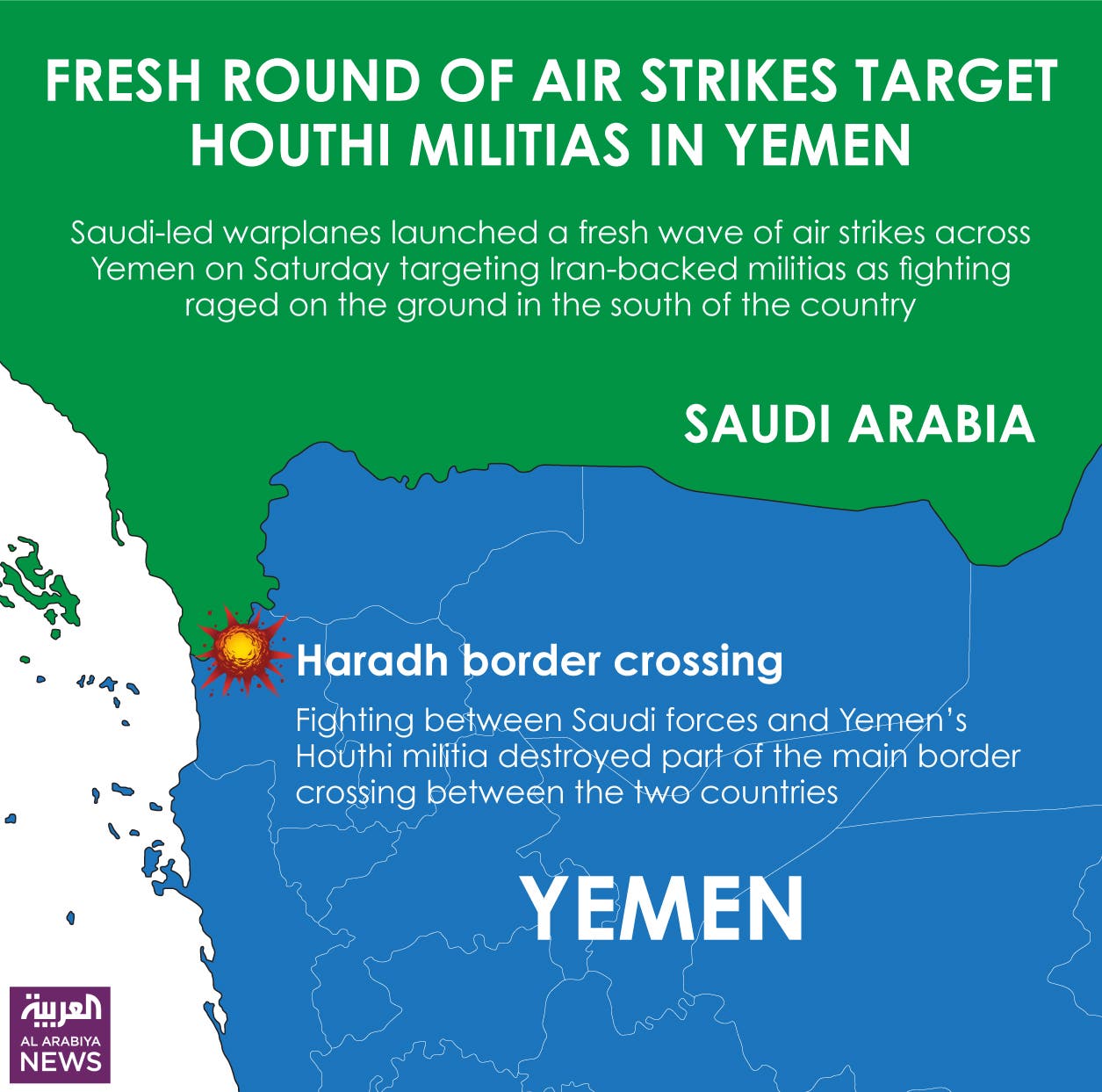 Infographic: Fresh round of air strikes target Houthi militias in Yemen