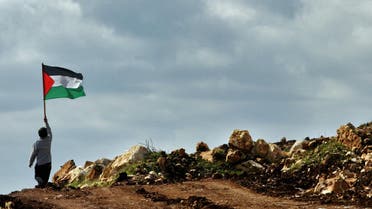 In this file photo, a boy holds a Palestinian flag during a march against the construction of a section of Israel's separation barrier in the outskirts of the village of Iskaka. (AP)