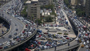 General view shows a traffic jam at the 6th October bridge and Ramses Street in downtown Cairo. (Reuters)