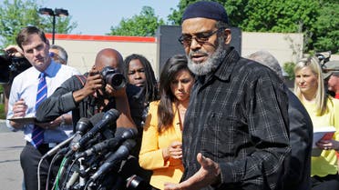 Imam Abdullah Faaruuq speaks during a news conference Thursday, June 4, 2015, in Boston's Roslindale neighborhood in the area where Usaama Rahim, 26, was shot to death. Faaruuq, a Muslim leader close to the Rahim family, said that his killing by Boston police and the FBI was reckless and unnecessary. Police said Usaama Rahim had lunged at members of the Joint Terrorism Task Force with a knife when they approached him. (AP Photo/Elise Amendola)