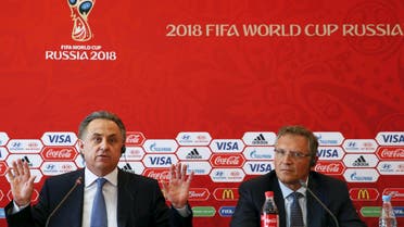 Russian Sports Minister Mutko and FIFA Secretary General Valcke attend a news conference in Samara. (Reuters)
