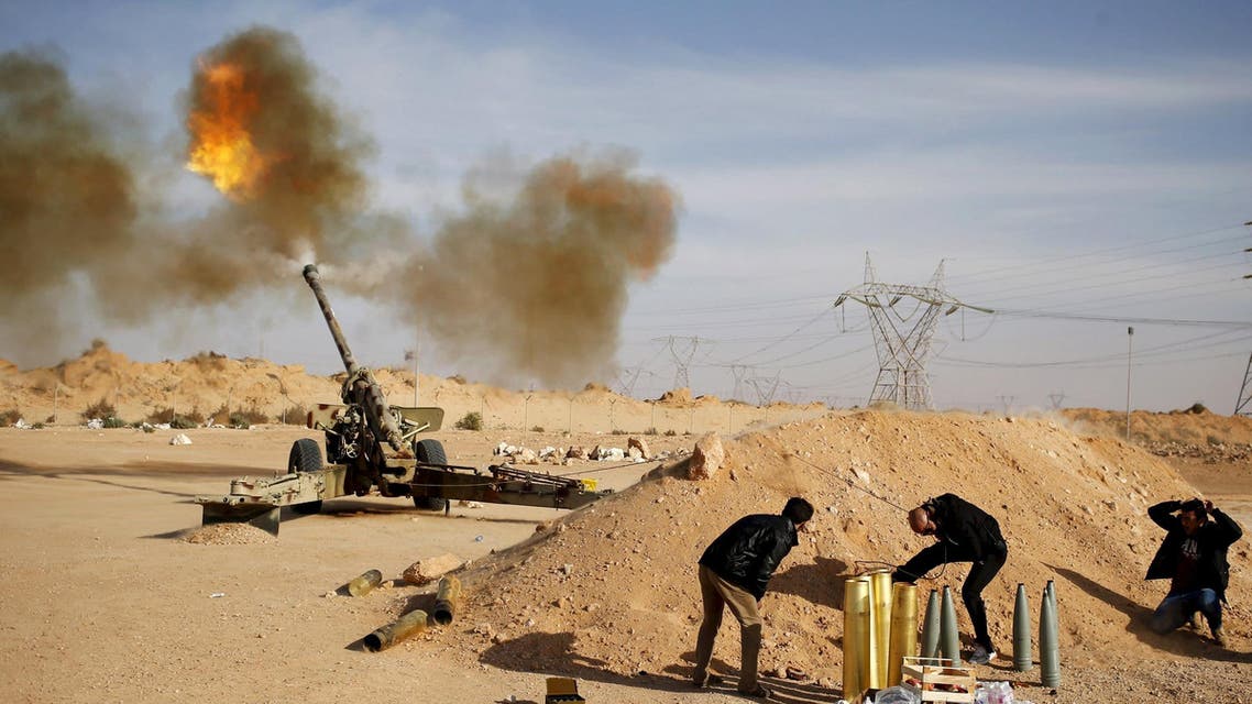 Libya Dawn fighters fire an artillery cannon at ISIS militants near Sirte March 19, 2015. (Reuters)