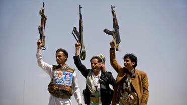 Supporters of Ahmed Ali Abdullah Saleh, the son of Yemeni former President Ali Abdullah Saleh, hold their weapons. (File photo: AP)