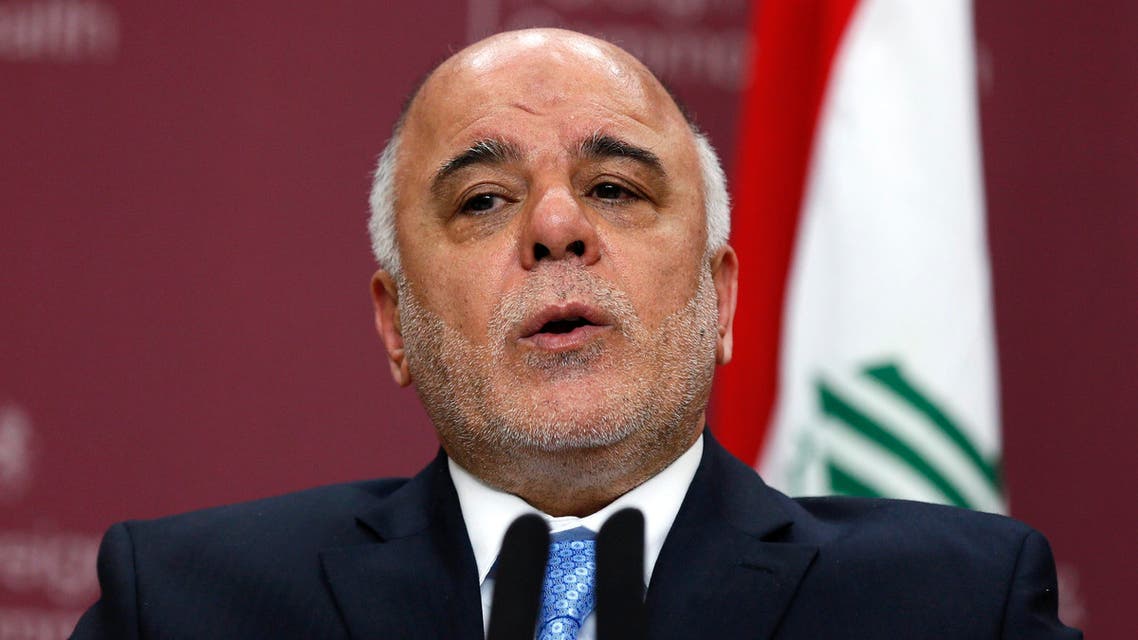 Iraq's Prime Minister Haider al-Abadi speaks during a press conference at the Foreign and Commonwealth Office in London, Thursday, Jan. 22, 2015. AP