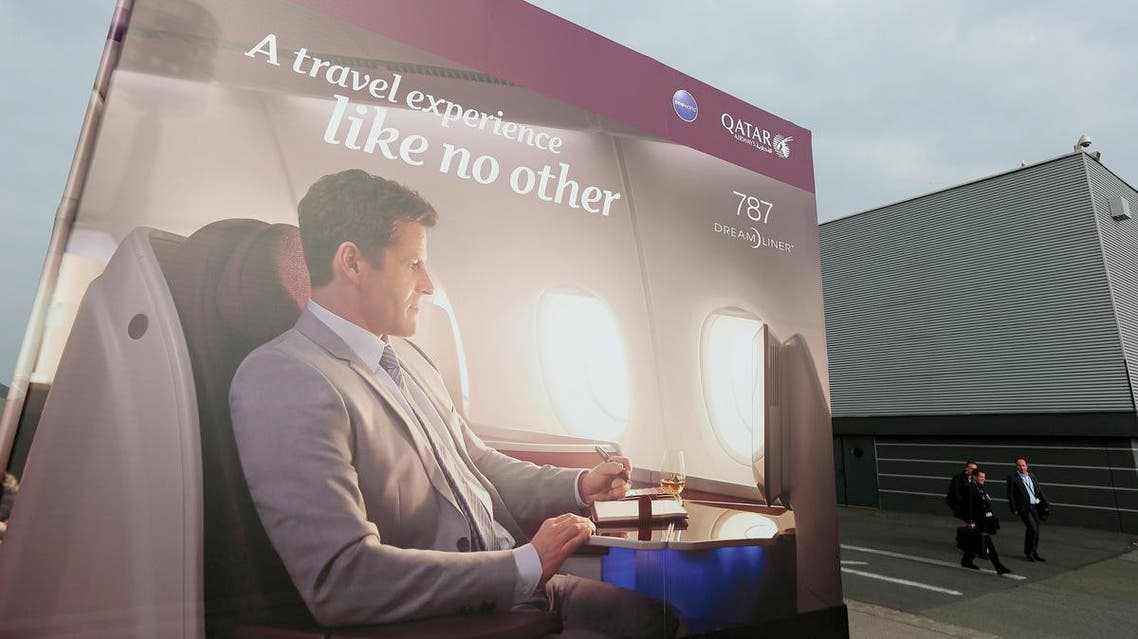 Qatar Airways poster at Paris Airshow (Bloomberg)
