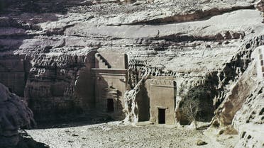 Carved cliff tombs at Mada’en Saleh, Saudi Arabia, date unknown. (AP Photo)