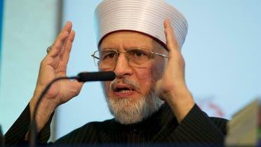 Pakistan cleric Shaykh-ul-islam Dr Muhammad Tahir-ul-Qadri, the founder of the Minhaj-ul-Quran International organization, delivers a keynote speech at the launch of the Islamic Curriculum on Peace and Counter Terrorism in London, Tuesday, June 23, 2015. The curriculum is described by the organizers of the event as a syllabus that provides material to form the basis of educational programs and campaigns against religious extremism and radicalization, and for the promotion of peace. (AP Photo/Matt Dunham)