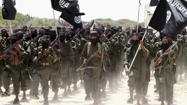 New recruits belonging to the al Shabaab militant group march during a passing out parade at a military training base in Afgoye, west of the capital Mogadishu in this February 17, 2011 file photo. Reuters
