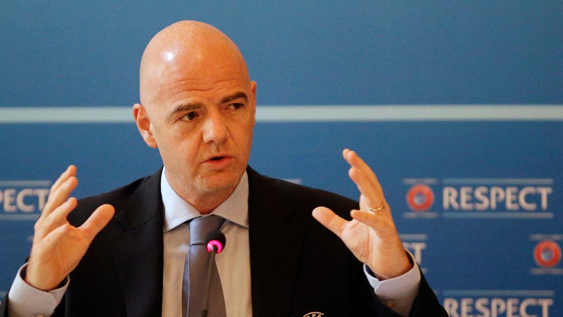 UEFA General Secretary Gianni Infantino gestures during a press conference after the UEFA Executive Committee meeting in Prague, Czech Republic, Tuesday, June 30, 2015. AP