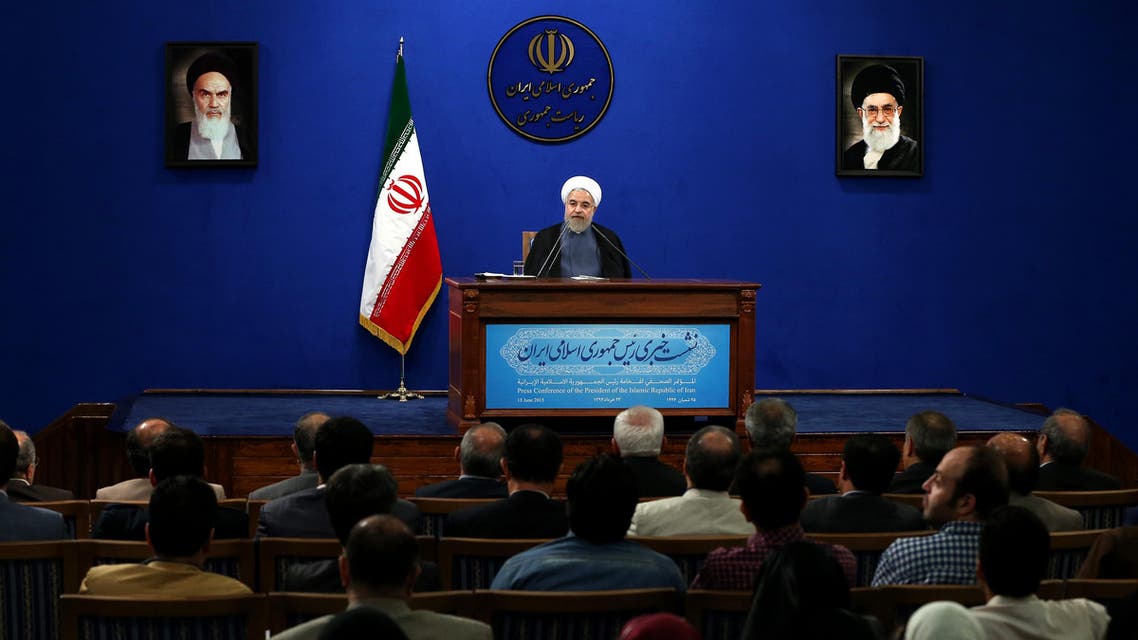 Iranian President Hassan Rouhani gives a press conference on the second anniversary of his election, in Tehran, Iran, Saturday, June 13, 2015. (Reuters)