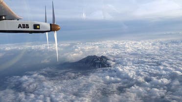 The Nagano mountain area is pictured by Swiss pilot Borschberg in the cockpit of the Solar Impulse 2 plane during the 7th leg of the round the world trip. (Reuters)