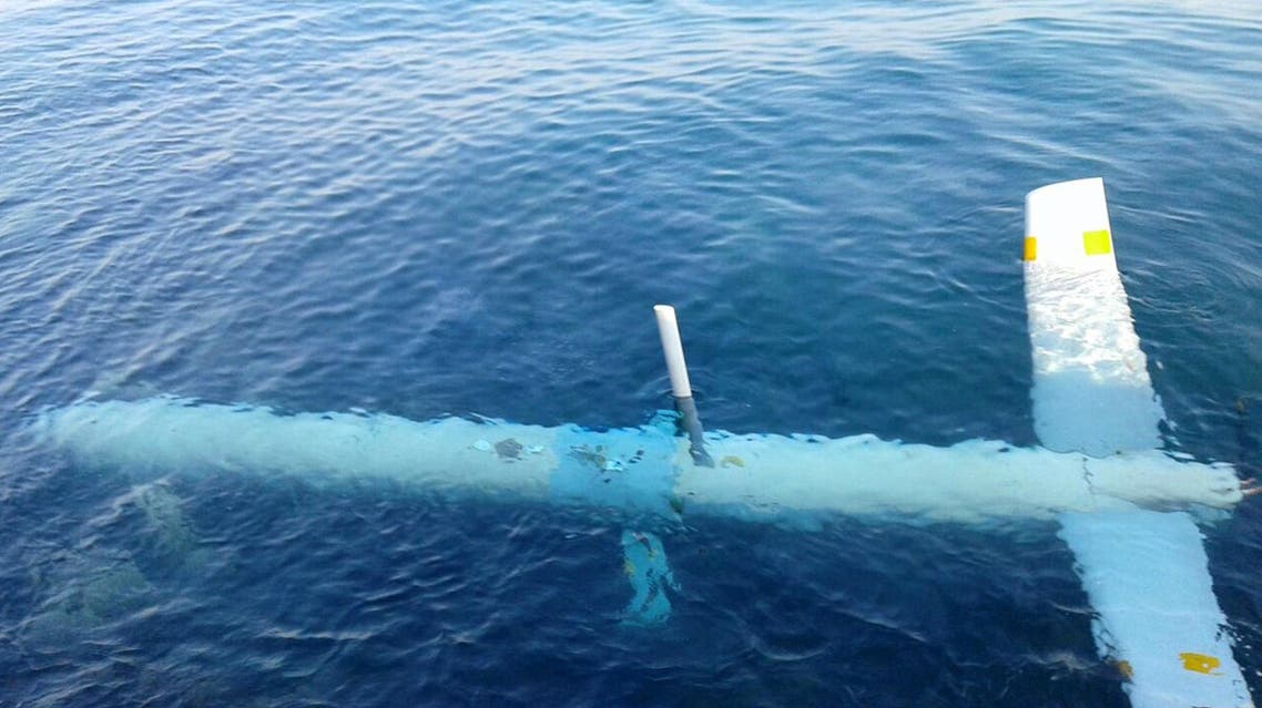 A handout picture released by the Lebanese Army on July 11, 2015, shows the body of an Israeli drone that crashed in the northern Lebanese port city of Tripoli. (AFP)