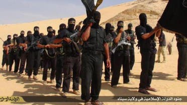   An image posted to social media purportedly shows militants of the ISIS affiliate in Egypt's Sinai Peninsula.