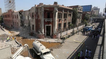 A general view of the site of a bomb blast at the Italian Consulate is seen in Cairo, Egypt, July 11, 2015. reuters