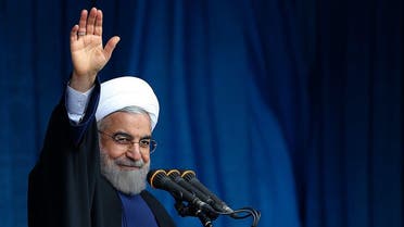 A photo provided by the office of Iranian President Hassan Rouhani shows him waving to the crowd during a public speech. (File: AFP)