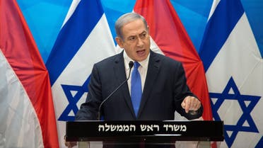 Israel's Prime Minister Benjamin Netanyahu speaks during a press conference with Dutch Foreign Minister Bert Koenders at the Prime Minister's office in Jerusalem, Tuesday, July 14, 2015. (Ahikam Seri/Pool Photo via AP)