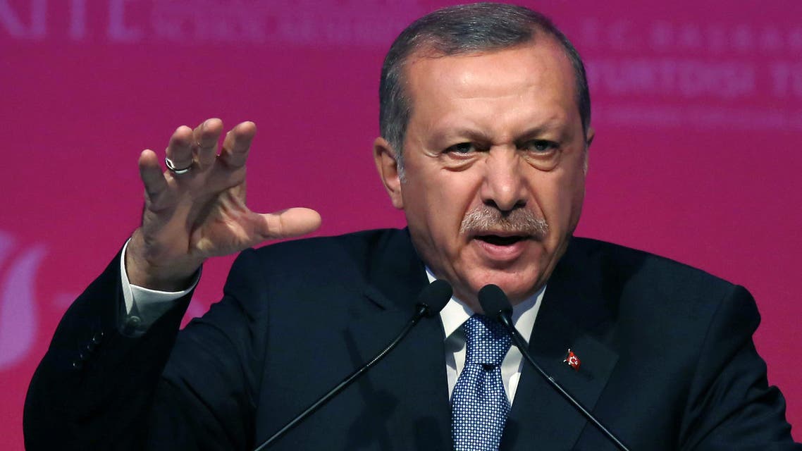 Turkey's President Recep Tayyip Erdogan speaks during a graduation ceremony for foreign students in Ankara, Turkey, Thursday, June 11, 2015. (AP)