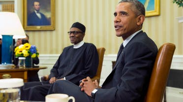 President Barack Obama, right, meets with Nigerian President Muhammadu Buhari, in the Oval Office of the White House, on Monday, July 20, 2015, in Washington. Buhari is seeking to shore up relations between the two countries and to request additional assistance in the fight against the Islamic extremist group Boko Haram. (AP Photo/Evan Vucci)