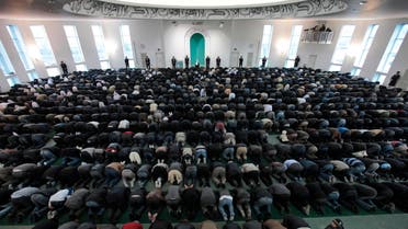 Muslims praying in a London mosque (AP)