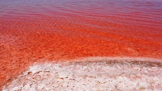 A popular salt lake in Turkey turns reddish orange in color 