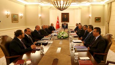 Turkey's Prime Minister Ahmet Davutoglu (C) chairs a security meeting in Ankara, Turkey, in this July 23, 2015 handout provided by Turkey's Prime Minister's Press Office.  (Reuters)