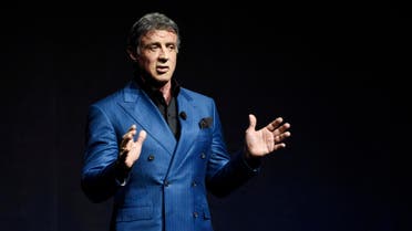  FILE - In this April 21, 2015 file photo, Sylvester Stallone introduces a clip from the film "Creed" at the Warner Bros presentation during CinemaCon 2015, at Caesars Palace, in Las Vegas. The actor performs as Rocky Balboa in “Creed,” opening in Nov. 2015. (Photo by Chris Pizzello/Invision/AP, File)