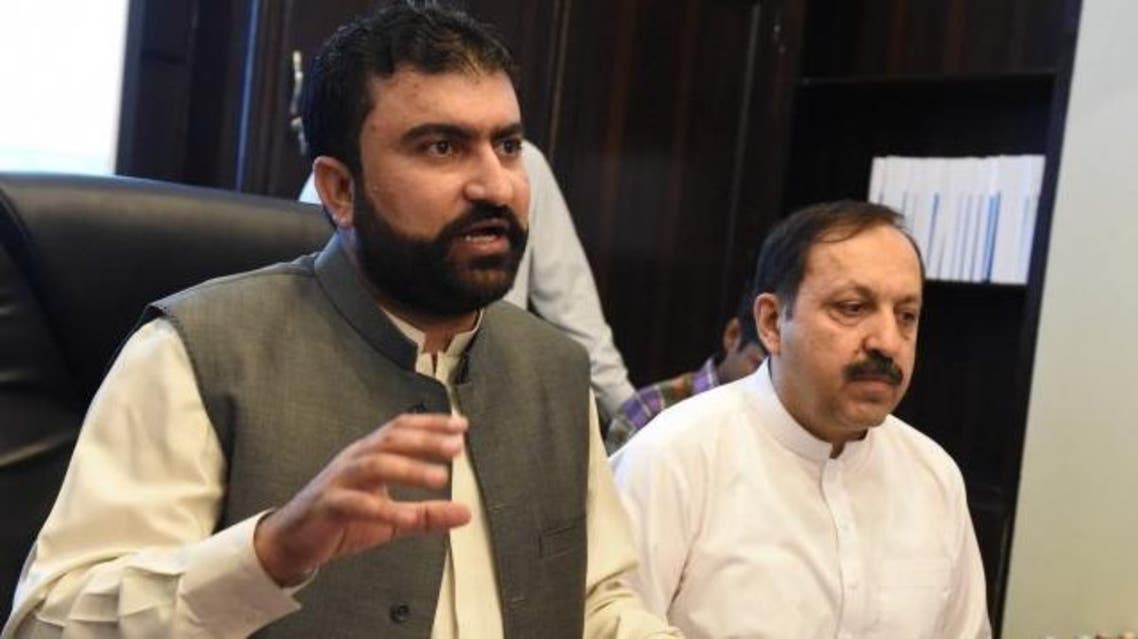 Balochistan Home Minister Sarfaraz Bugti addresses a press conference in Quetta on Sunday. Express