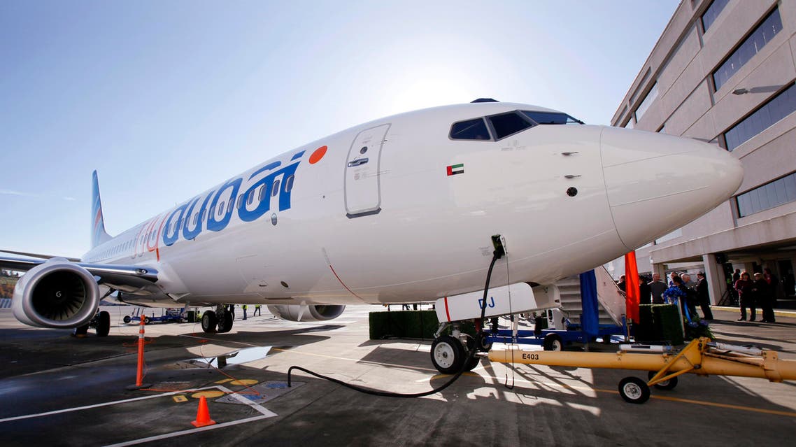 The first Next-Generation 737 with the Boeing Sky Interior is seen after a delivery ceremony Wednesday, Oct. 27, 2010, in Seattle. Flydubai took delivery of the plane, the world's best-selling jet, Monday morning. While the basic fuselage of the plane remains the same, interior changes have been made to make the plane feel more spacious. Those include pivoting overheads bins that hold more, re-shaped windows with a slightly larger view and mood lighting. (AP Photo/Elaine Thompson)