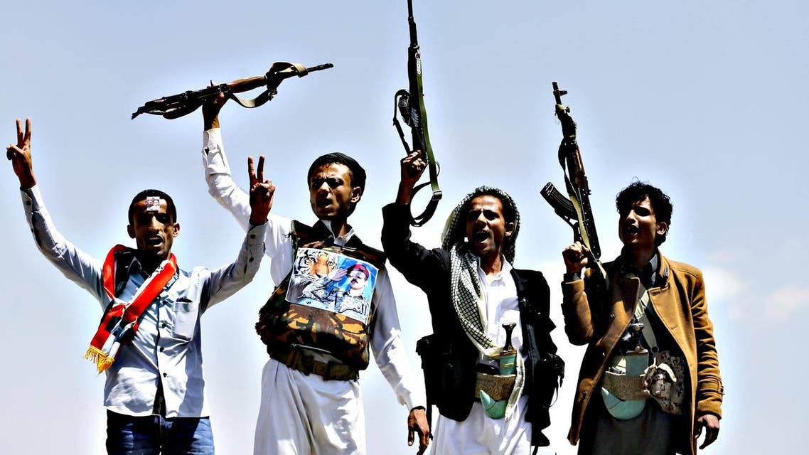 Supporters of Ahmed Ali Abdullah Saleh, the son of Yemen’s former President Ali Abdullah Saleh, raise their rifles as they demonstrate in Sanaa. (File photo: Reuters)