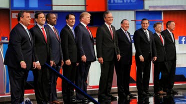 Republican 2016 presidential candidates pose at the start of the first official Republican presidential candidates debate of the 2016 U.S. presidential campaign in Cleveland. (Reuters)
