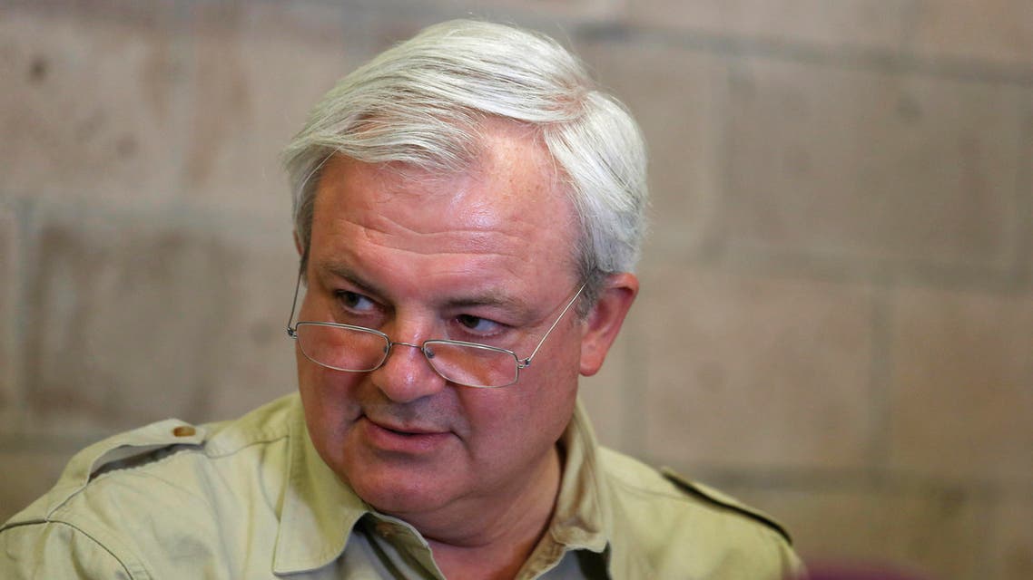 Stephen O'Brien, Under-Secretary-General and Emergency Relief Coordinator for the United Nations Office for the Coordination of Humanitarian Affairs, speaks to journalists during a press conference in Sanaa, Yemen, Tuesday, Aug. 11, 2015. (AP Photo/Hani Mohammed)