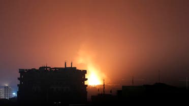 Fire and smoke rises after a Saudi airstrike in Sanaa, Yemen, Monday, July 13, 2015. (AP)
