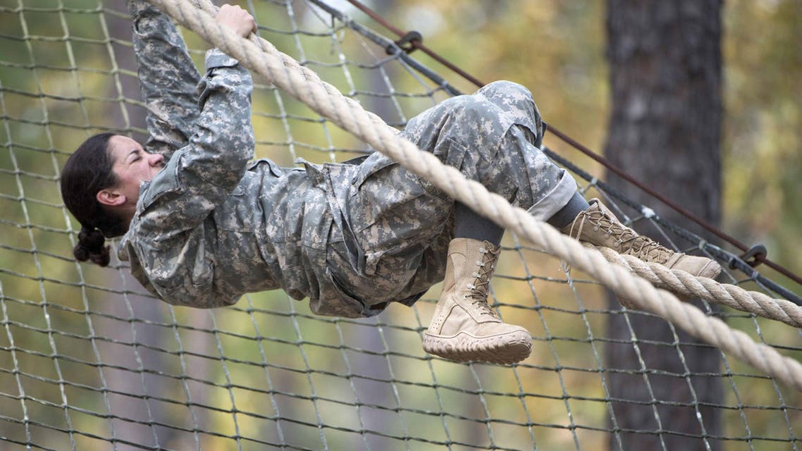 This undated photo released by the Utah National Guard shows 1st. Lt. Alessandra Kirby negotiating the Darby Obstacle Course at Fort Benning, Ga., during the Ranger Assessment. Kirby will be among a handful of women going to the grueling Army Ranger school as part of the U.S. military's first steps toward allowing women to move into the elite combat unit. (AP)